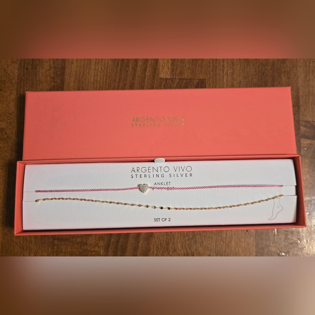 Argento Vivo Sterling Silver Anklet Set - Pink And Silver 25$